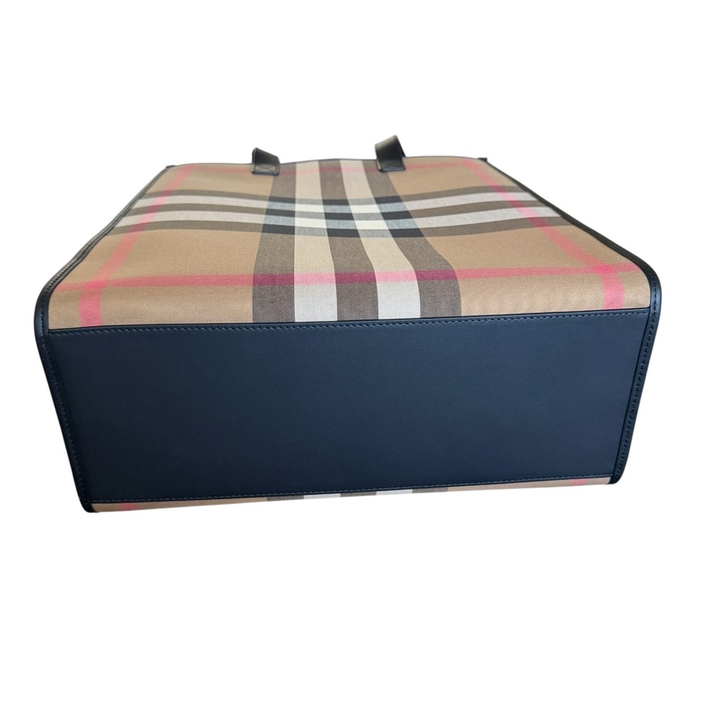 Burberry Classic Check Print Book Tote Bag, Fabric & Leather, 8084551 - Picture 9 of 16